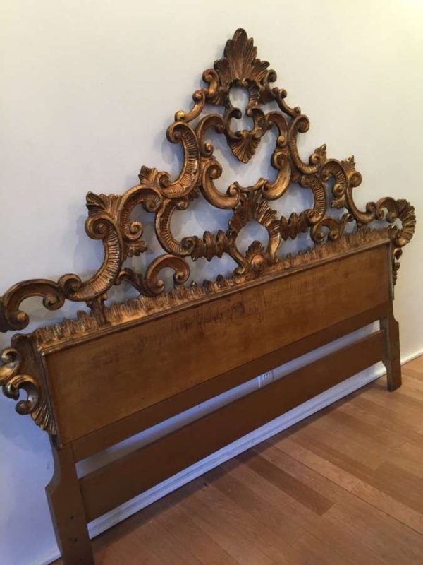 Elegant Antique Carved Wood Headboard Design