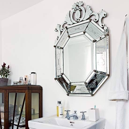 Elegant Antique Octagonal Bathroom Mirror Design