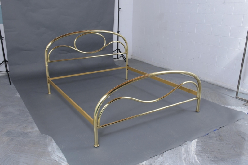 Elegant Art Deco Brass Queen Size Bed Frame