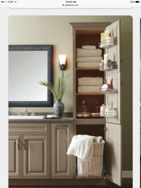 Elegant Bathroom Cabinets with Linen Storage Tower