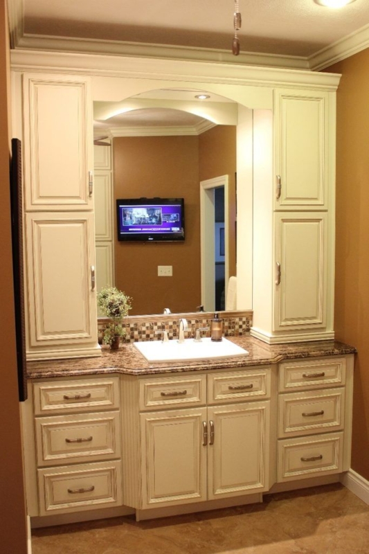 Elegant Bathroom Vanity With Linen Tower Cabinets