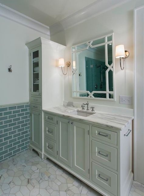 Elegant Bathroom Vanity with Tower Linen Closet