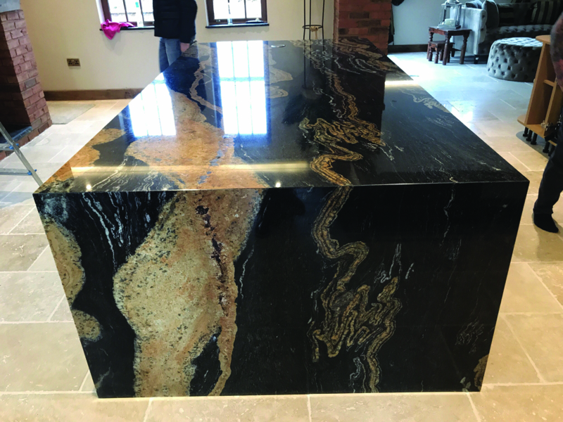 Elegant Black and Gold Granite Dining Table Base