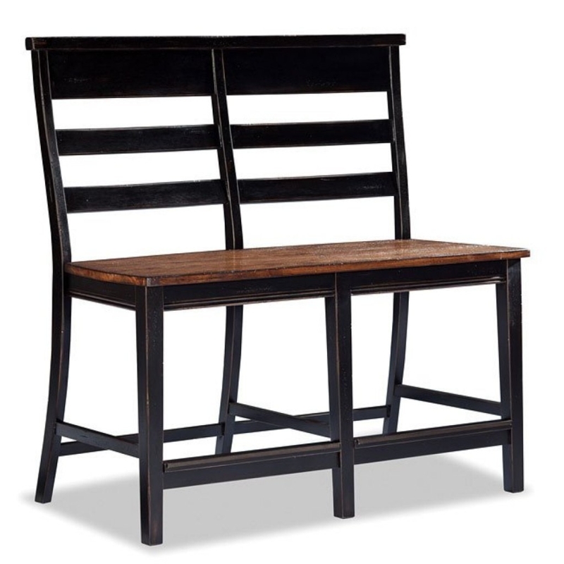 Elegant Black and Wood Counter Height Bench