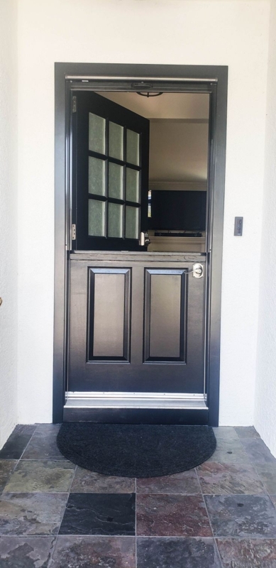 Elegant Black Dutch Door with Retractable Screen