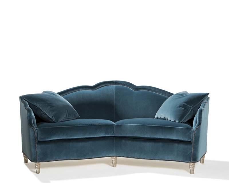 Elegant Blue Velvet Angled Vienna II Sofa