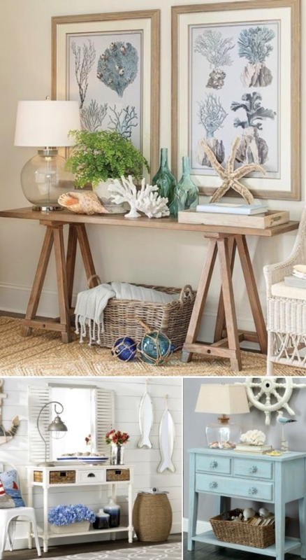 Elegant Coastal Console Tables with Nautical Decor