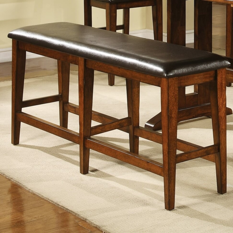 Elegant Counter Height Bench with Leather Seat