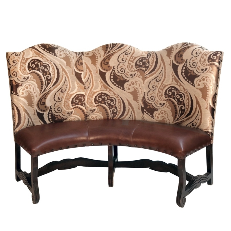 Elegant Curved Banquette Loveseat with Patterned Upholstery