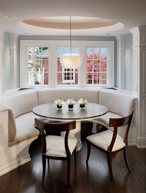 Elegant Curved Banquette Seating in Traditional Kitchen