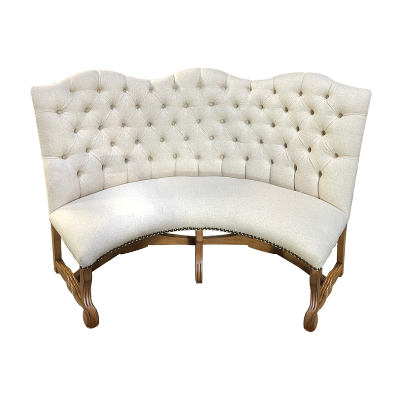 Elegant Curved Tufted Banquette Loveseat Sofa
