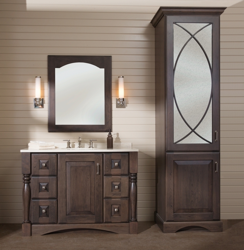 Elegant Dark Wood Bathroom Vanity with Linen Storage