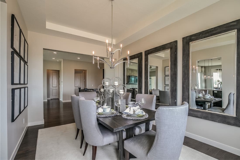 Elegant Dining Room with Large Decorative Mirrors
