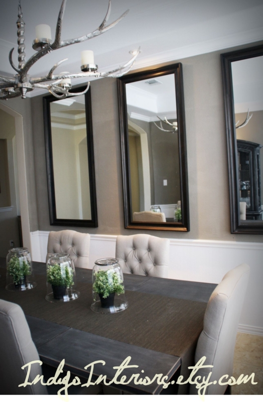 Elegant Dining Room with Vertical Mirrors