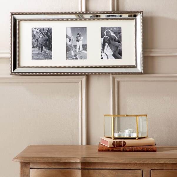 Elegant Dorma Champagne Mirrored 3-Aperture Photo Frame