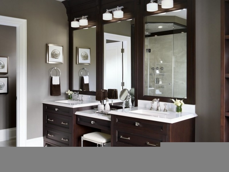 Elegant Double Bathroom Vanity with Makeup Station