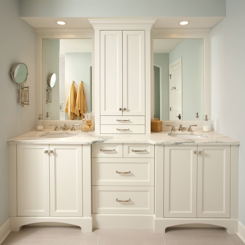 Elegant Double Sink Vanity with Central Storage Cabinet