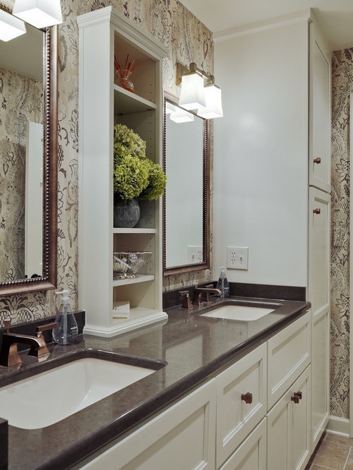 Elegant Double Vanity with Linen Storage Towers