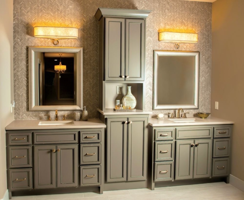 Elegant Dual Bathroom Vanities with Linen Storage