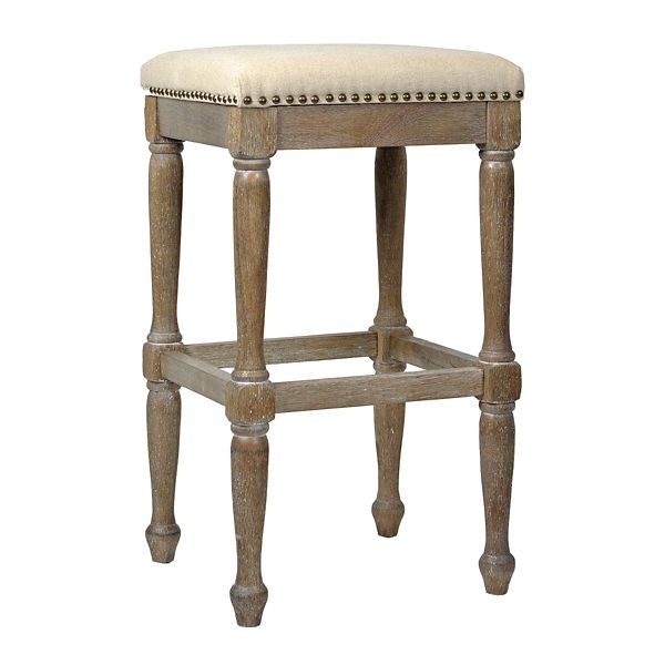 Elegant French Country Upholstered Bar Stool