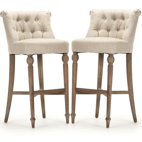 Elegant French Country Upholstered Bar Stools