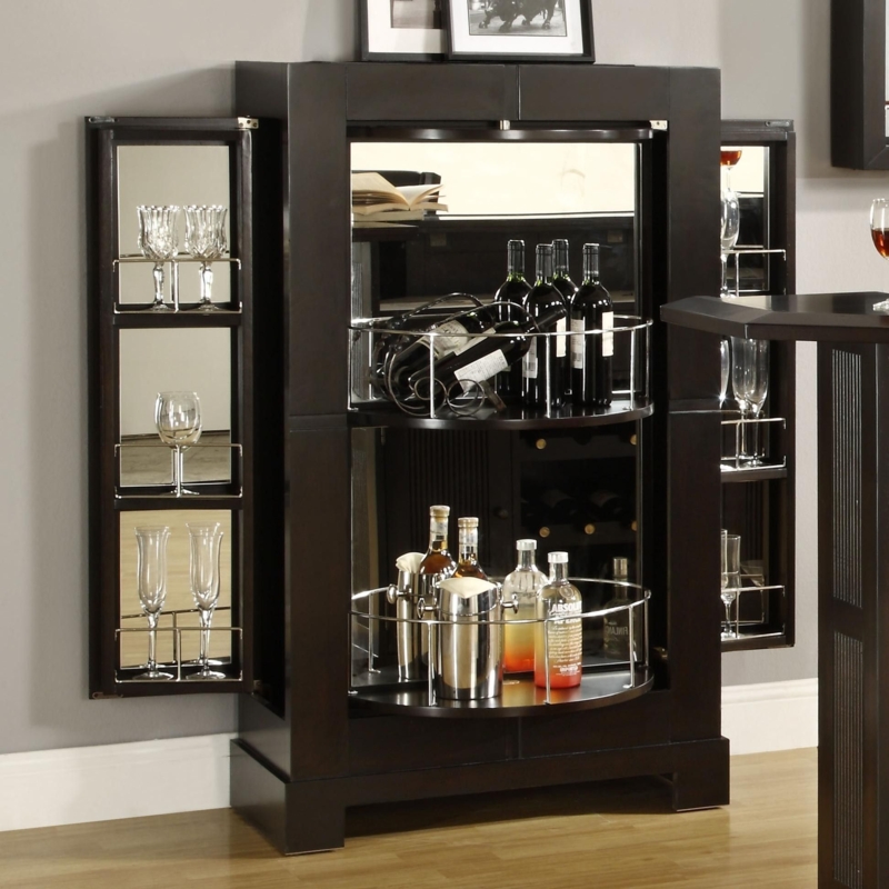 Elegant Glass Cabinet with Wine and Bar Storage