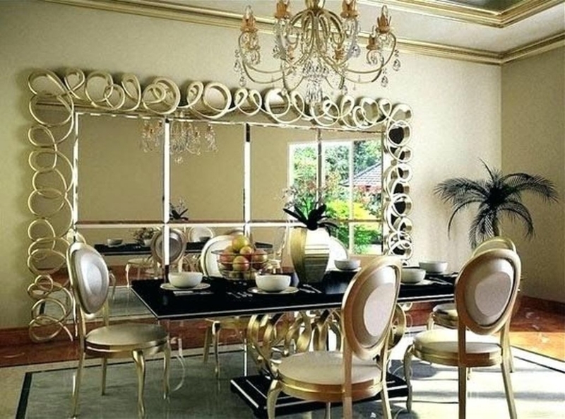 Elegant Gold-Framed Large Dining Room Mirror