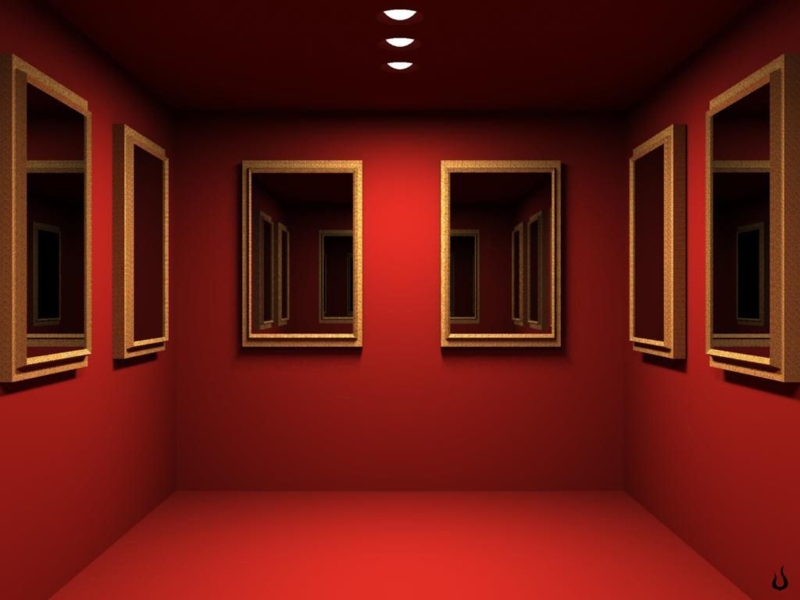 Elegant Gold Framed Mirrors on Red Walls