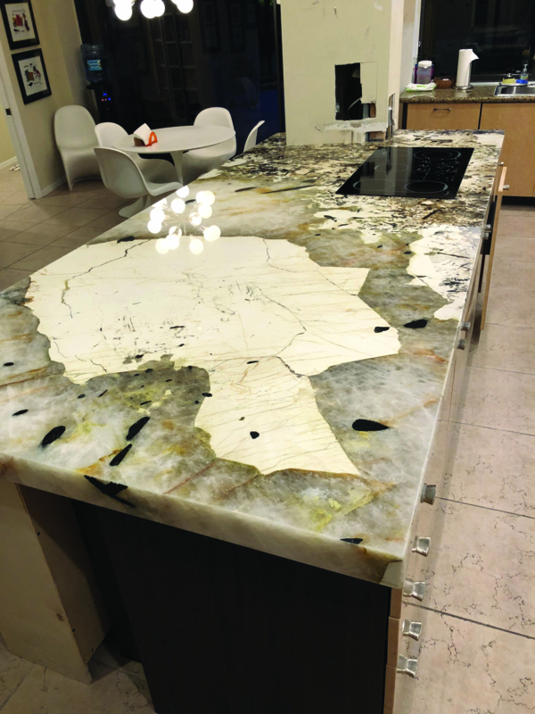 Elegant Granite Kitchen Island with Unique Pattern