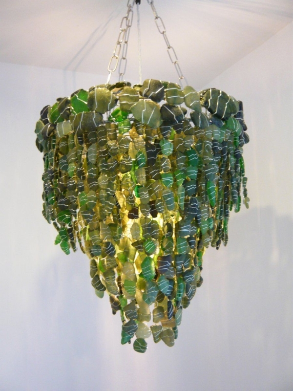 Elegant Green Sea Glass Chandelier Lighting Fixture
