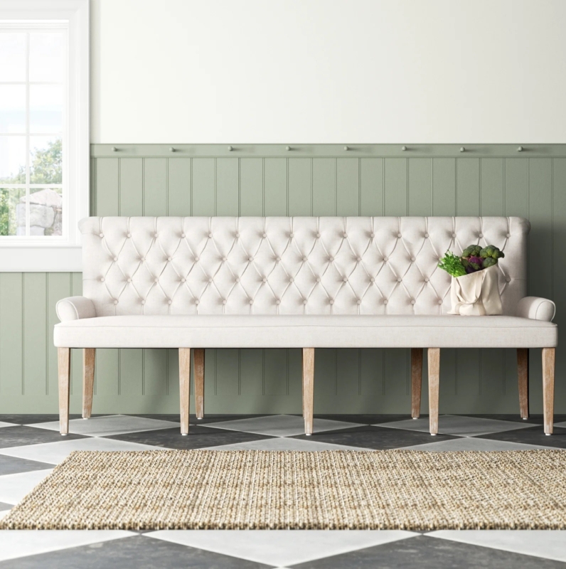 Elegant High Back Upholstered Dining Bench