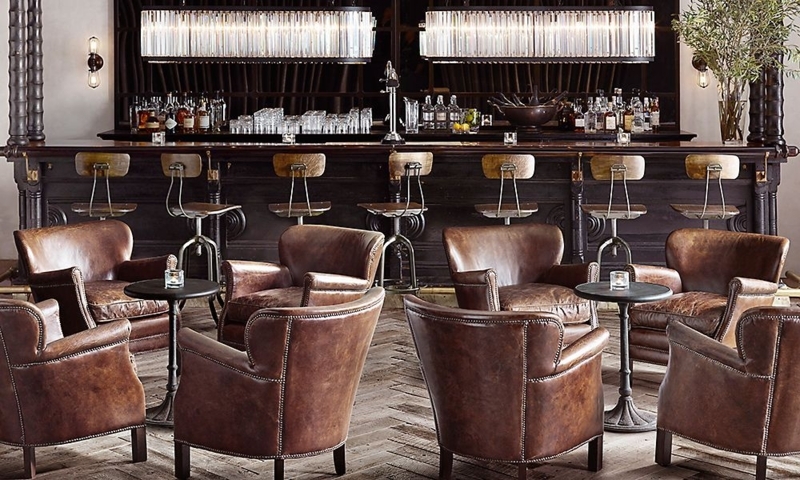 Elegant Leather Cigar Lounge Bar Interior Design