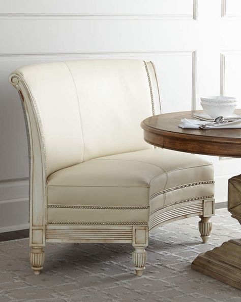 Elegant Liliana Curved Ivory Dining Banquette