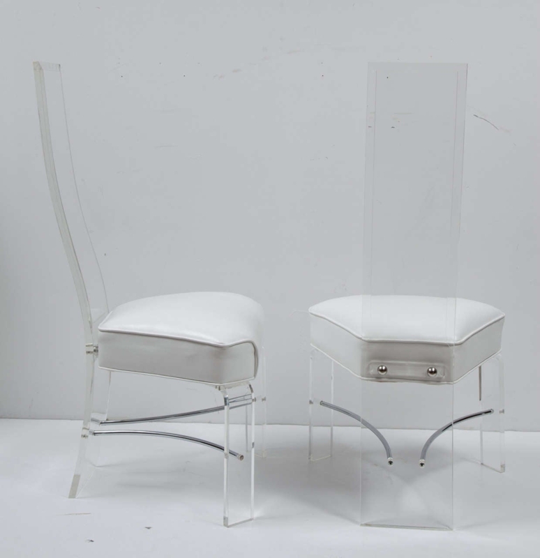 Elegant Lucite Dining Chairs with White Cushions