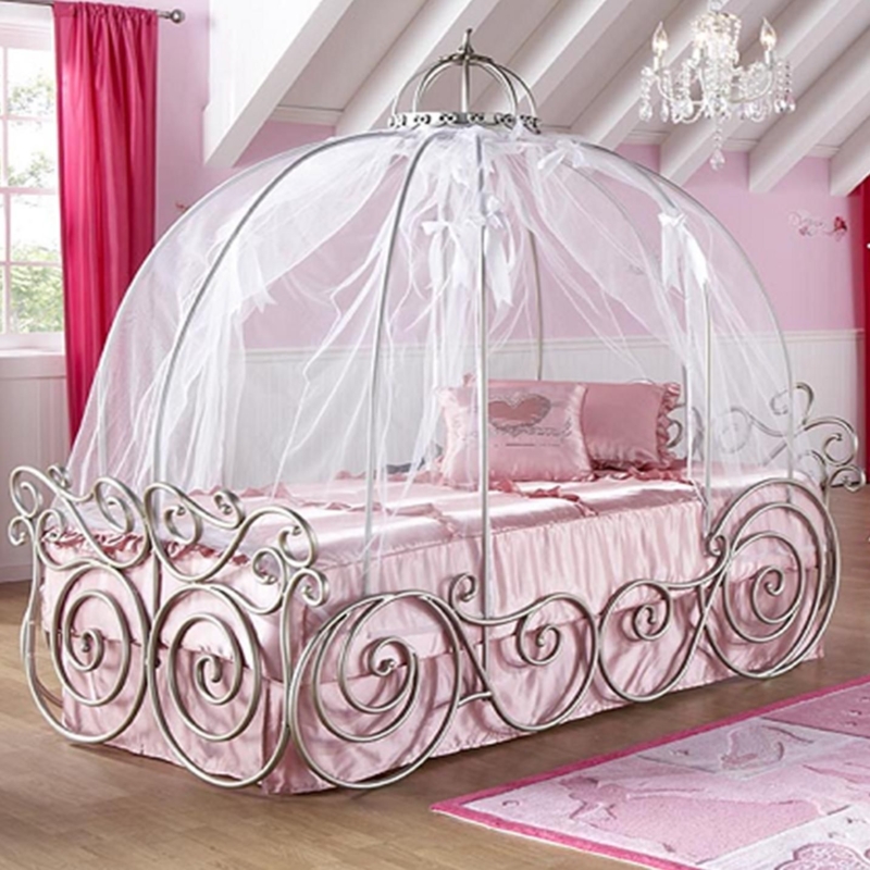 Elegant Metal Princess Carriage Bed for Girls