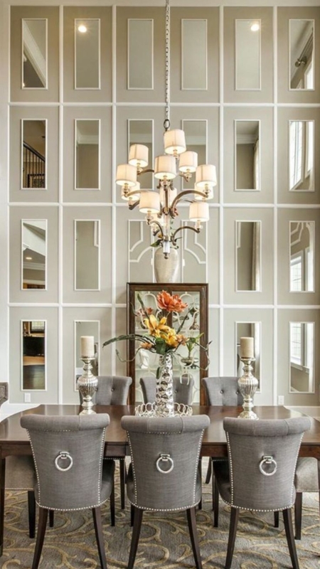 Elegant Modern Dining Room with Vertical Mirrors