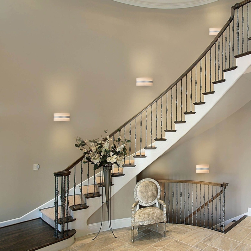 Elegant Modern Staircase with LED Wall Sconces