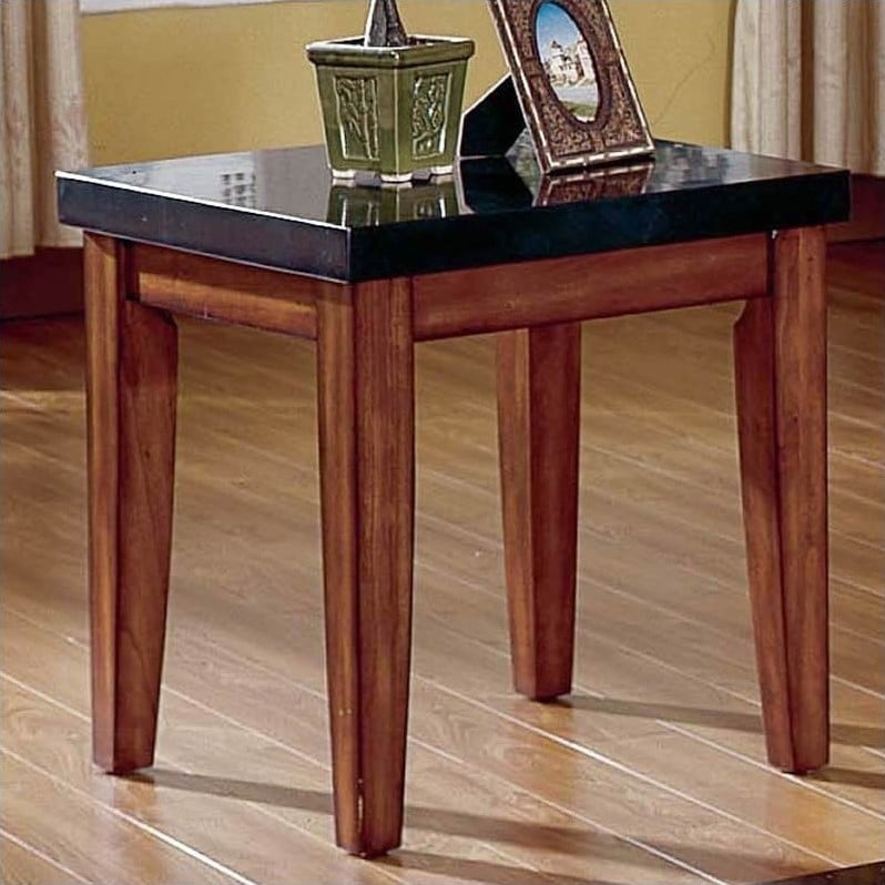 Elegant Montibello Granite Top Wooden End Table