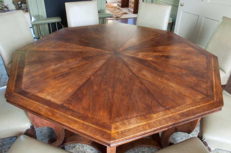 Elegant Oak Parquetry Octagonal Dining Table