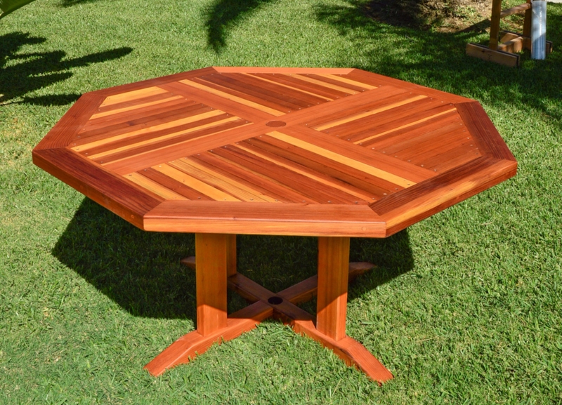 Elegant Octagonal Wooden Terrace Table Design
