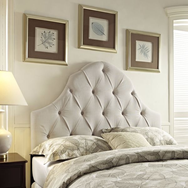 Elegant Off-White Tufted Rounded Headboard Design
