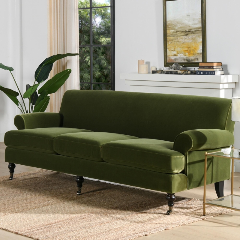 Elegant Olive Green Velvet Sofa for Modern Living Rooms