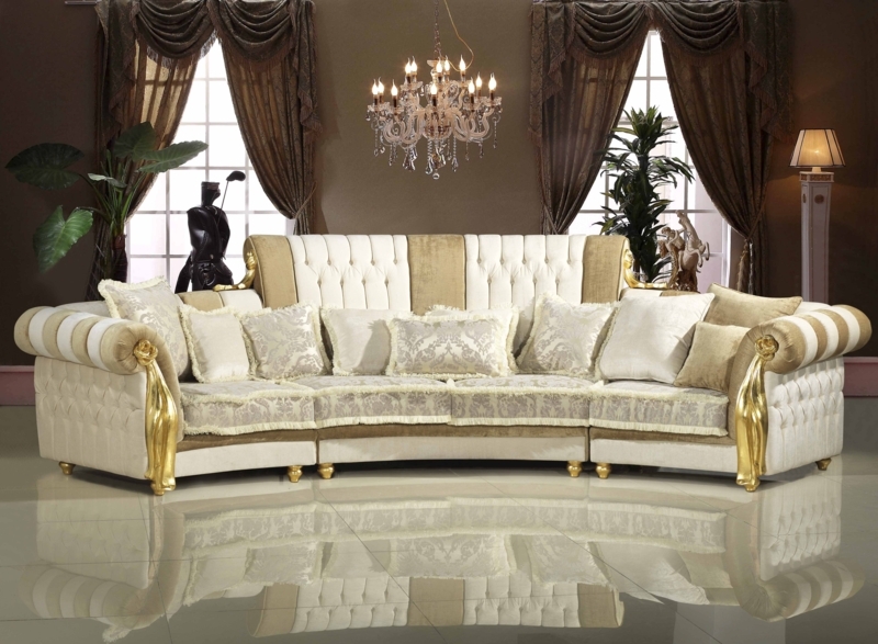 Elegant Royal Gold and Cream Living Room Sofa