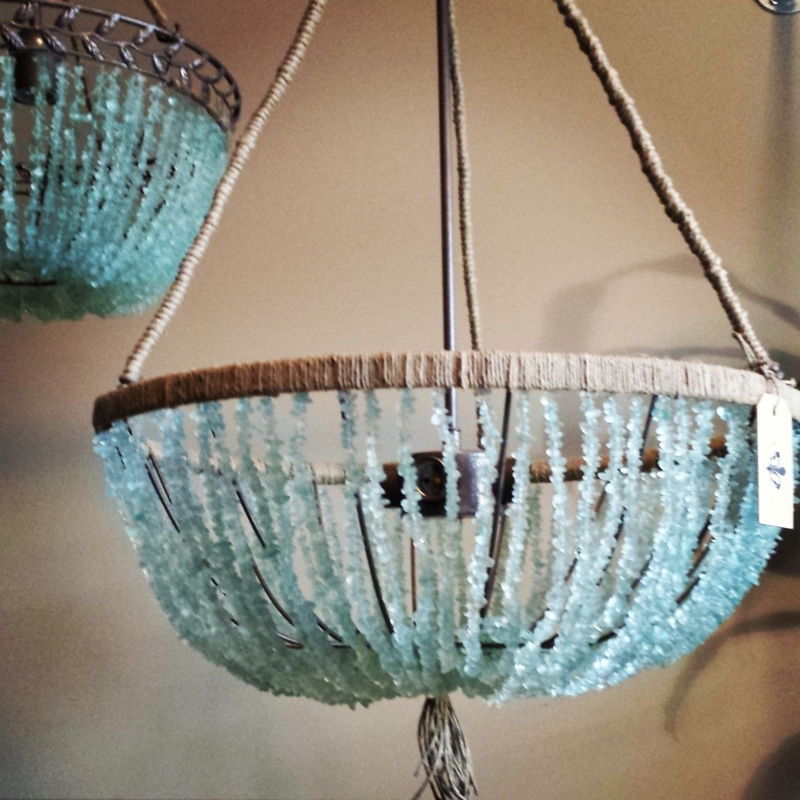 Elegant Sea Glass Beaded Chandelier for Coastal Decor