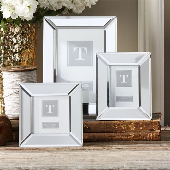 Elegant Set of 3 Beveled Mirrored Picture Frames