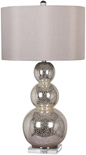 Elegant Silver Gourd Table Lamp with White Shade