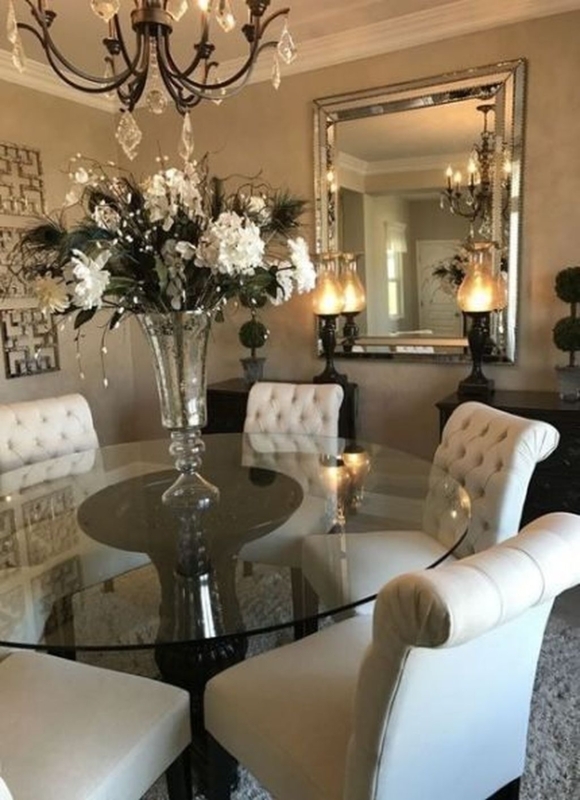 Elegant Small Dining Room with Large Decorative Mirror