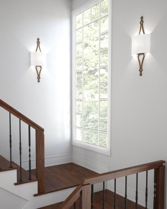Elegant Staircase with Vintage-Inspired Wall Sconces