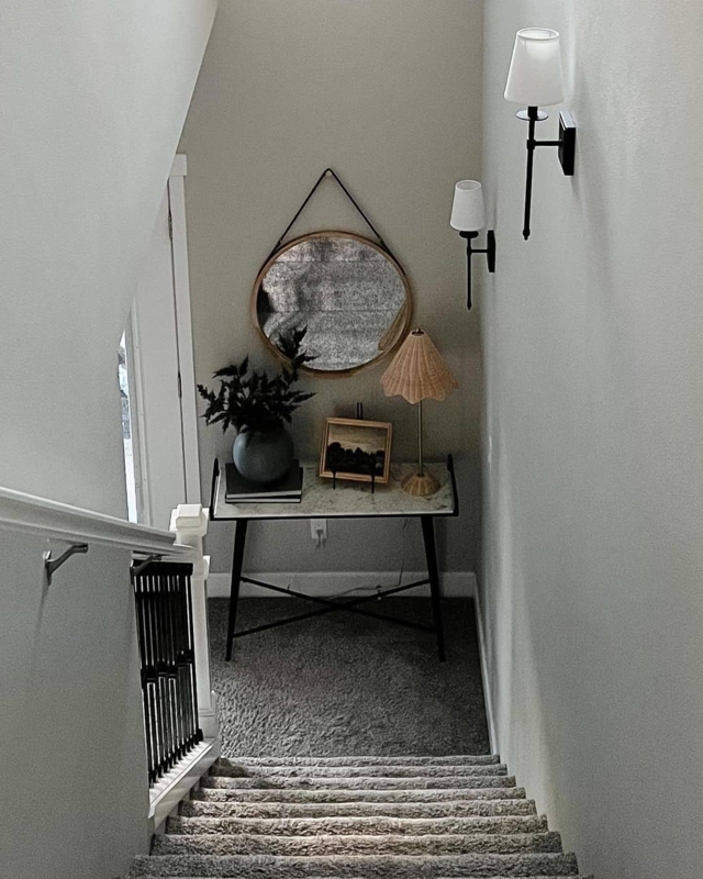 Elegant Stairway Wall Sconces with Decorative Console