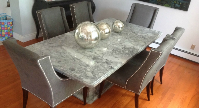 Elegant Super White Quartzite Dining Table with Pedestal